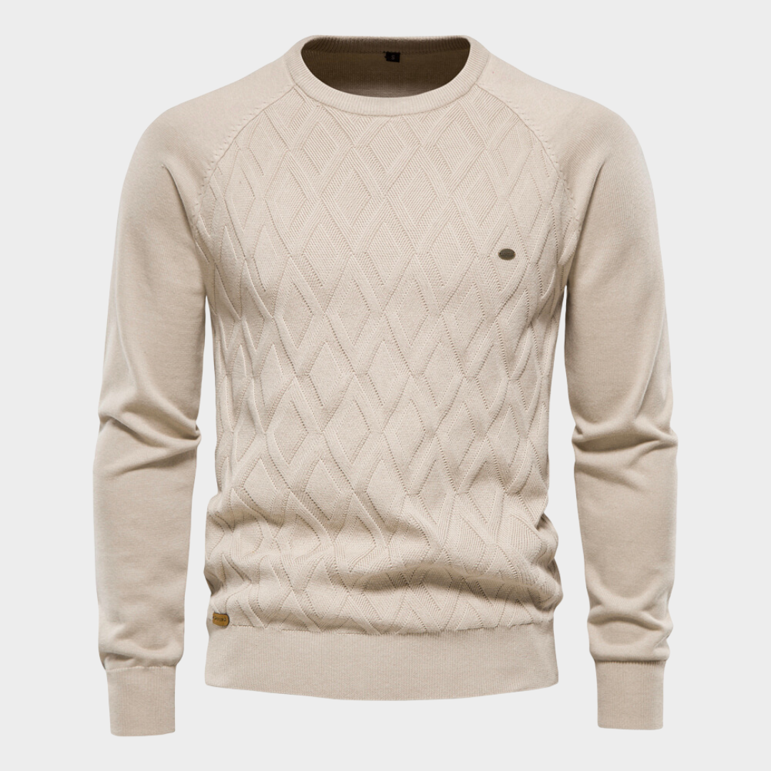 Pull Homme à Motif Losange – Beige