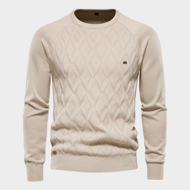 Pull Homme à Motif Losange – Beige