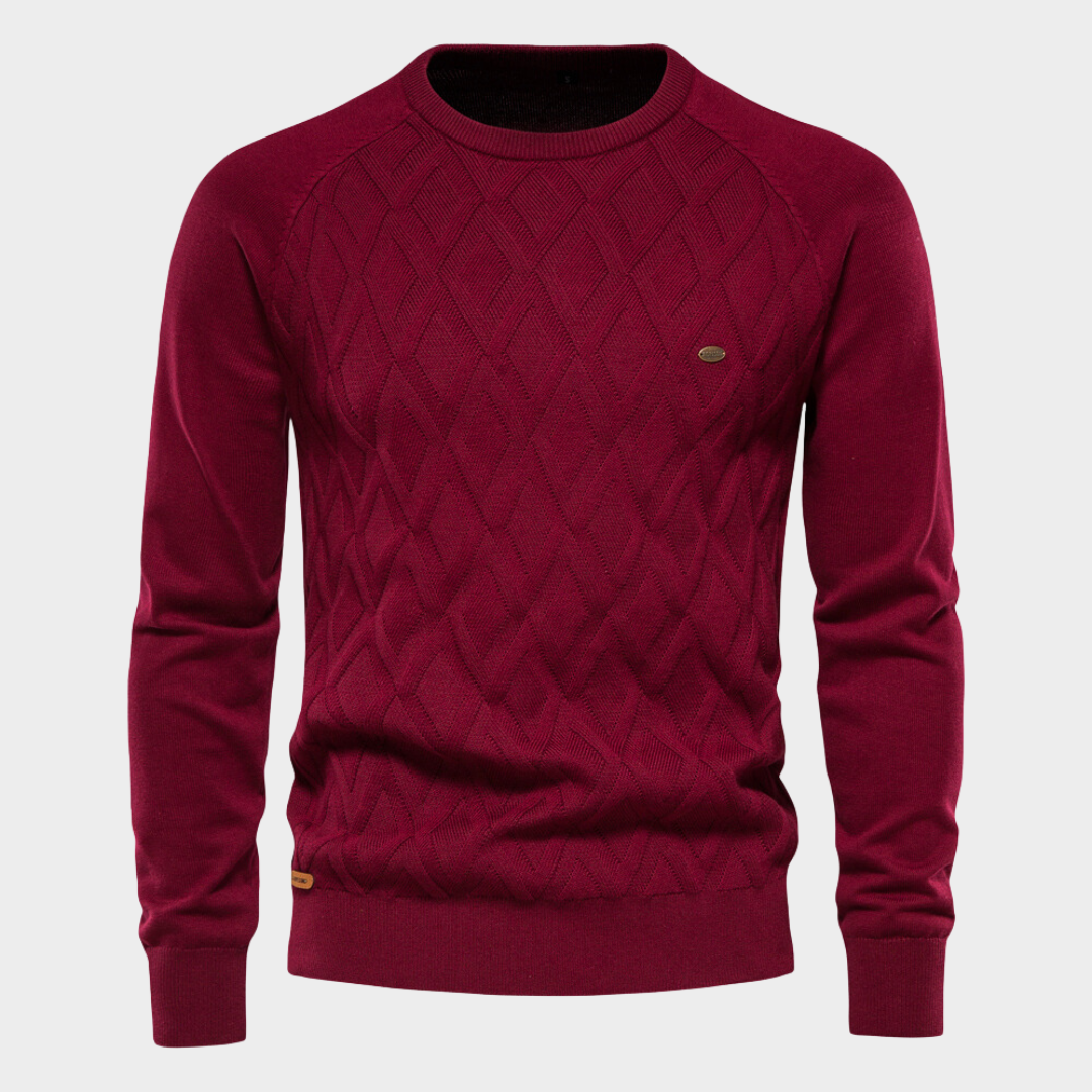 Pull Homme à Motif Losange – Rouge