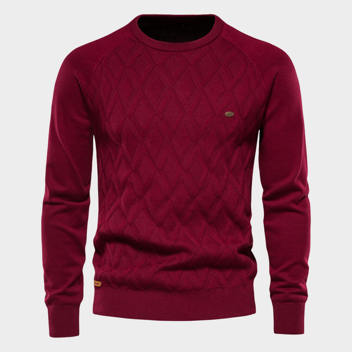 Pull Homme à Motif Losange – Rouge