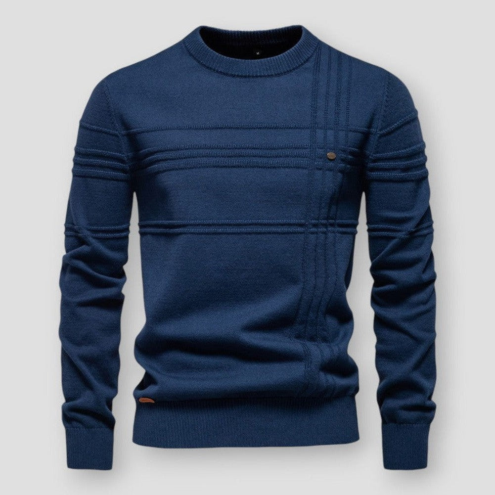Pull Homme à Motif Texturé – Bleu