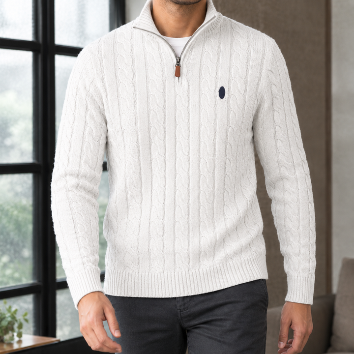 Pull Homme Col Camionneur – Blanc
