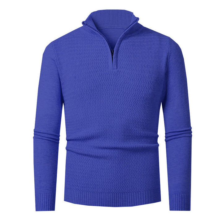 Pull Homme Col Zippé Structuré – Bleu