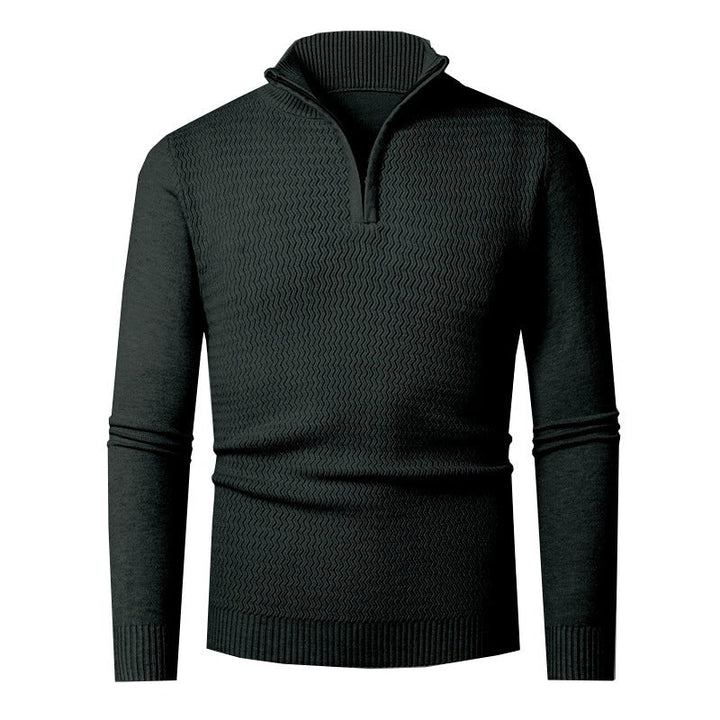 Pull Homme Col Zippé Structuré – Noir