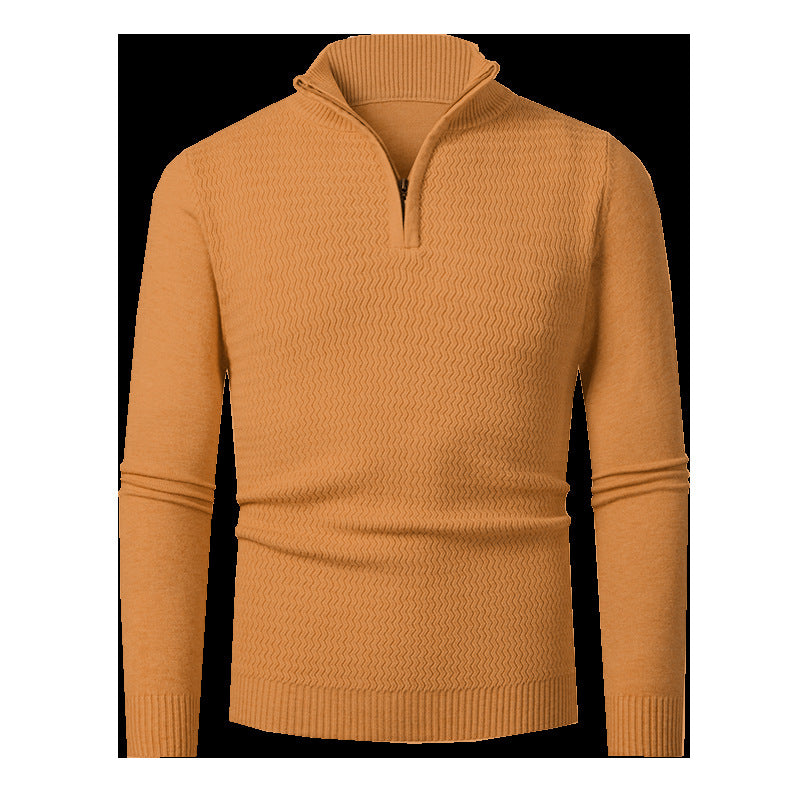 Pull Homme Col Zippé Structuré – Rouge Foncé