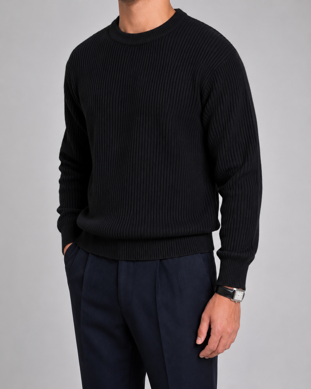 Pull Homme Texturé Col Rond