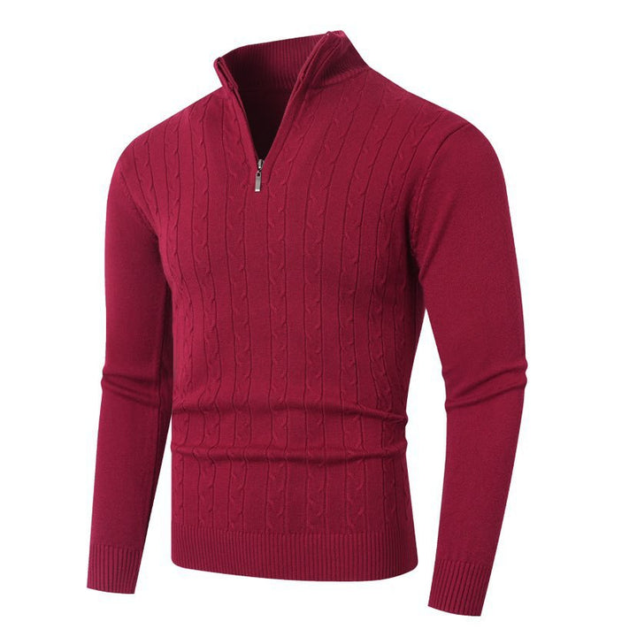 Pull Homme Texturé Col Zippé