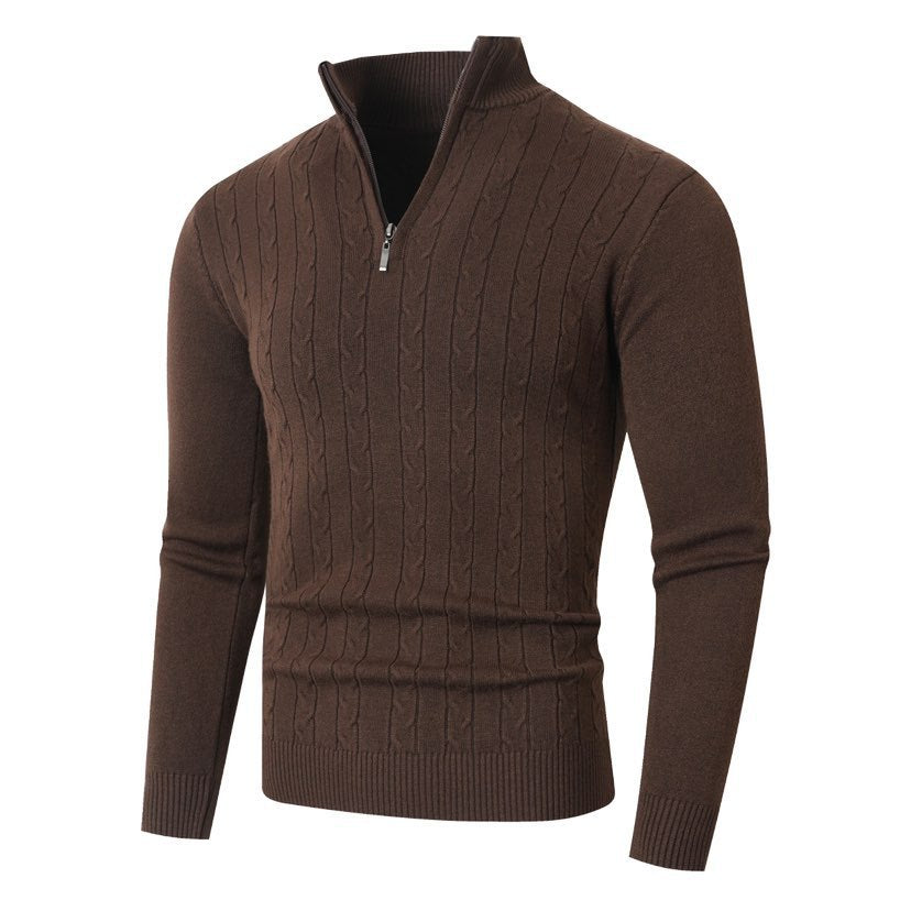 Pull Homme Texturé Col Zippé