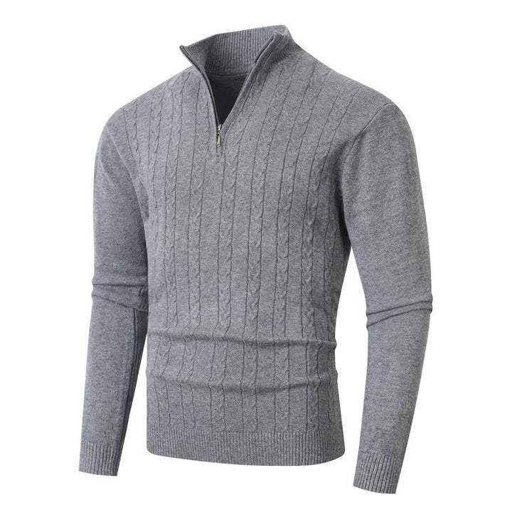 Pull Homme Texturé Col Zippé