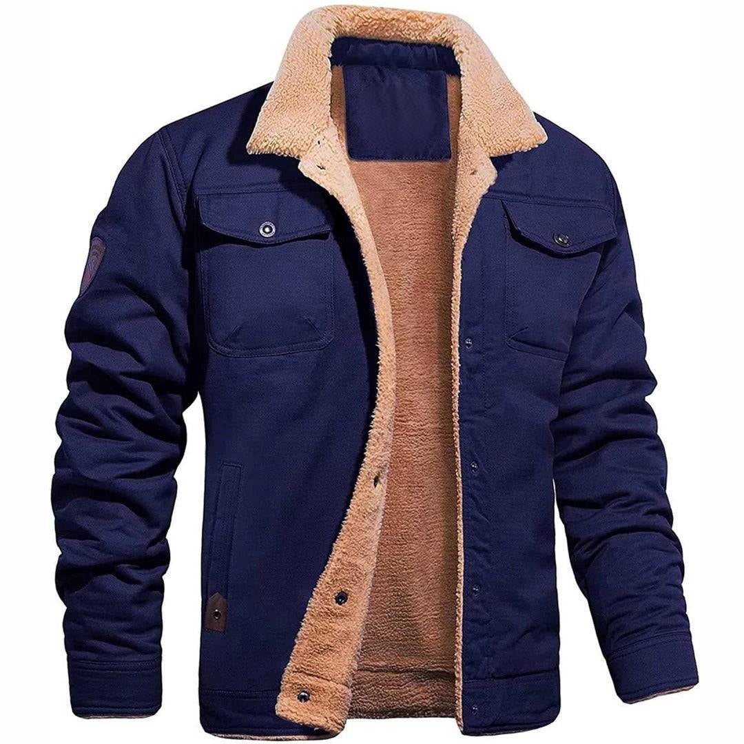 Pull Homme Zippé Col Doublé – Bleu