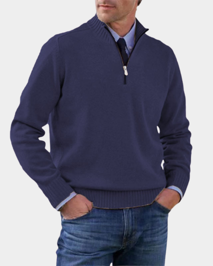 Pull Polyvalent à Col Zippé – Bleu Marine