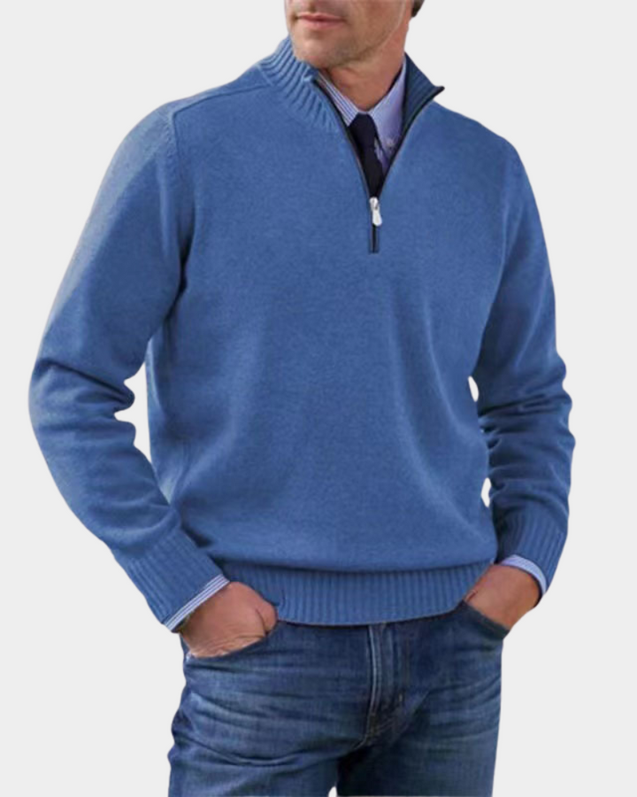 Pull Polyvalent à Col Zippé – Bleu
