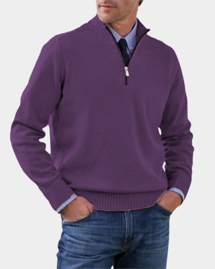 Pull Polyvalent à Col Zippé – Violet Foncé