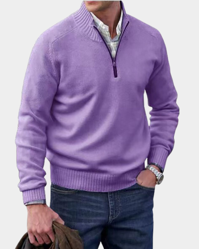 Pull Zippé à Col Montant – Violet