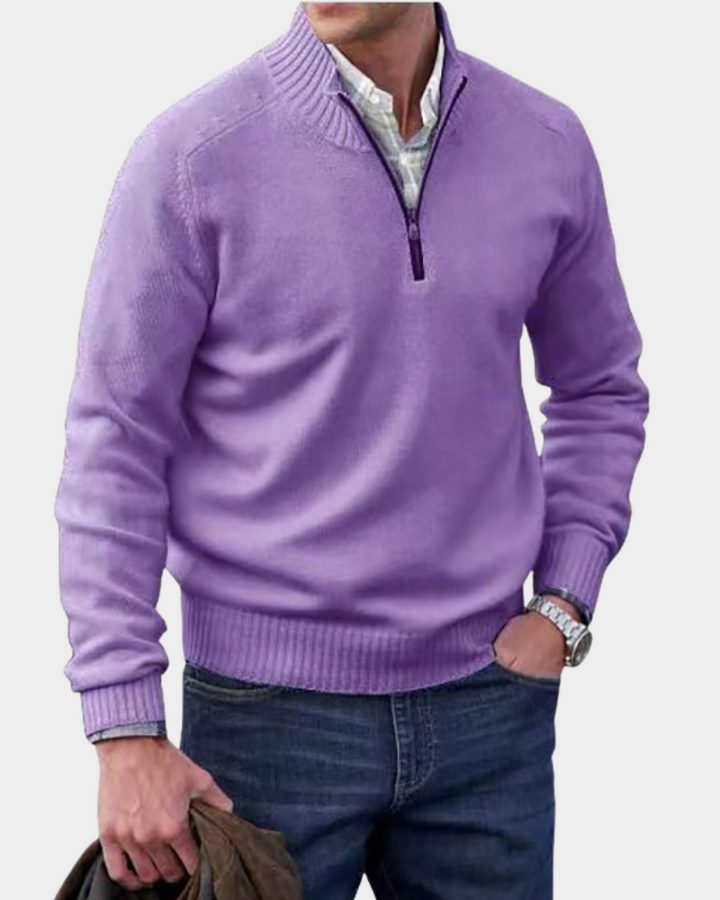 Pull Zippé à Col Montant – Violet