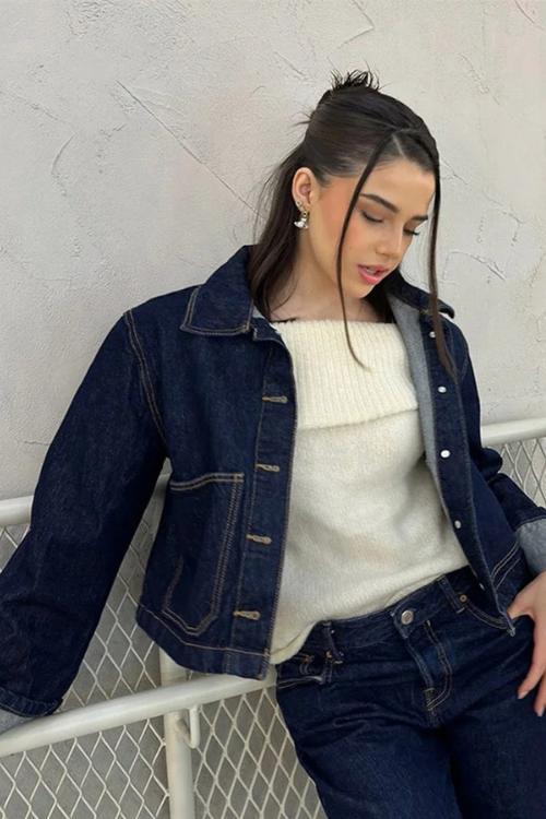 Aurora | Veste en jean courte et jupe taille haute pour femme
