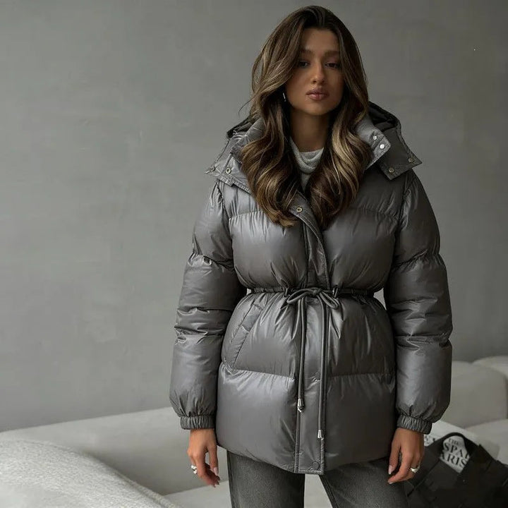Robe Courte Cintrée à Capuche – Donkergrijs