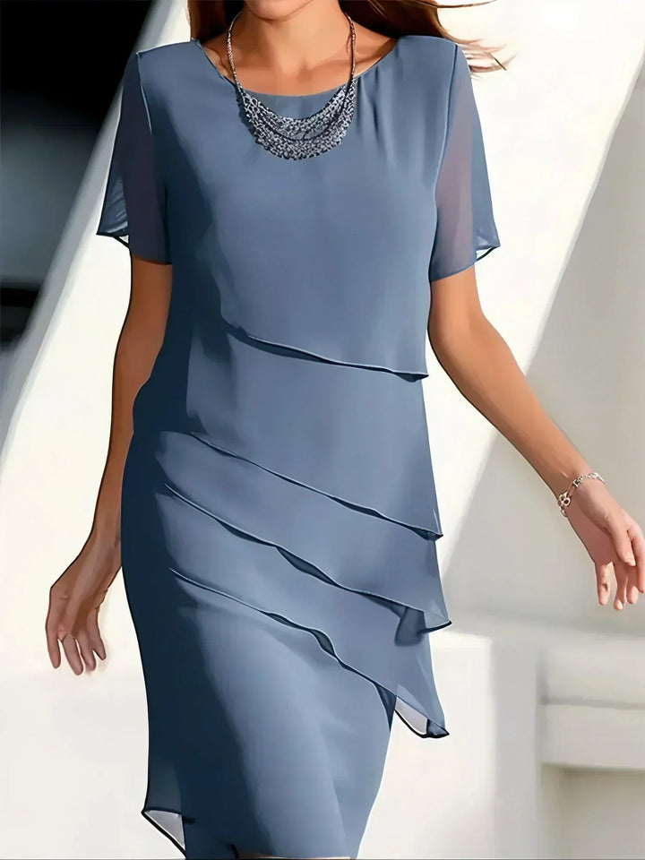 Robe de Cérémonie à Volants – Bleu
