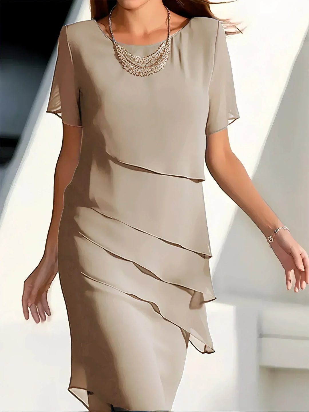 Robe de Cérémonie à Volants – Kaki