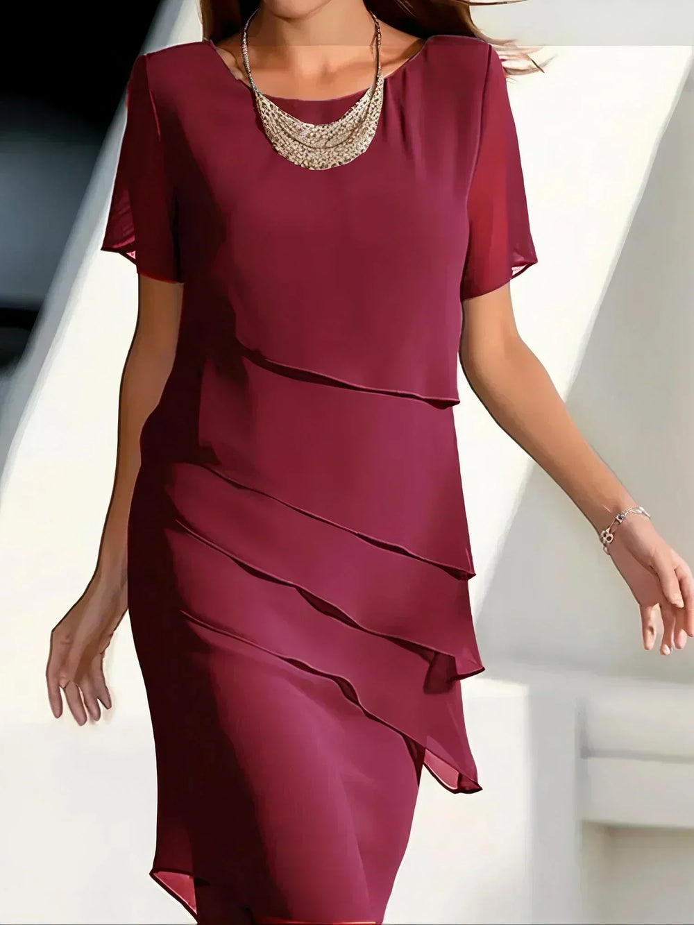 Robe de Cérémonie à Volants – Rouge