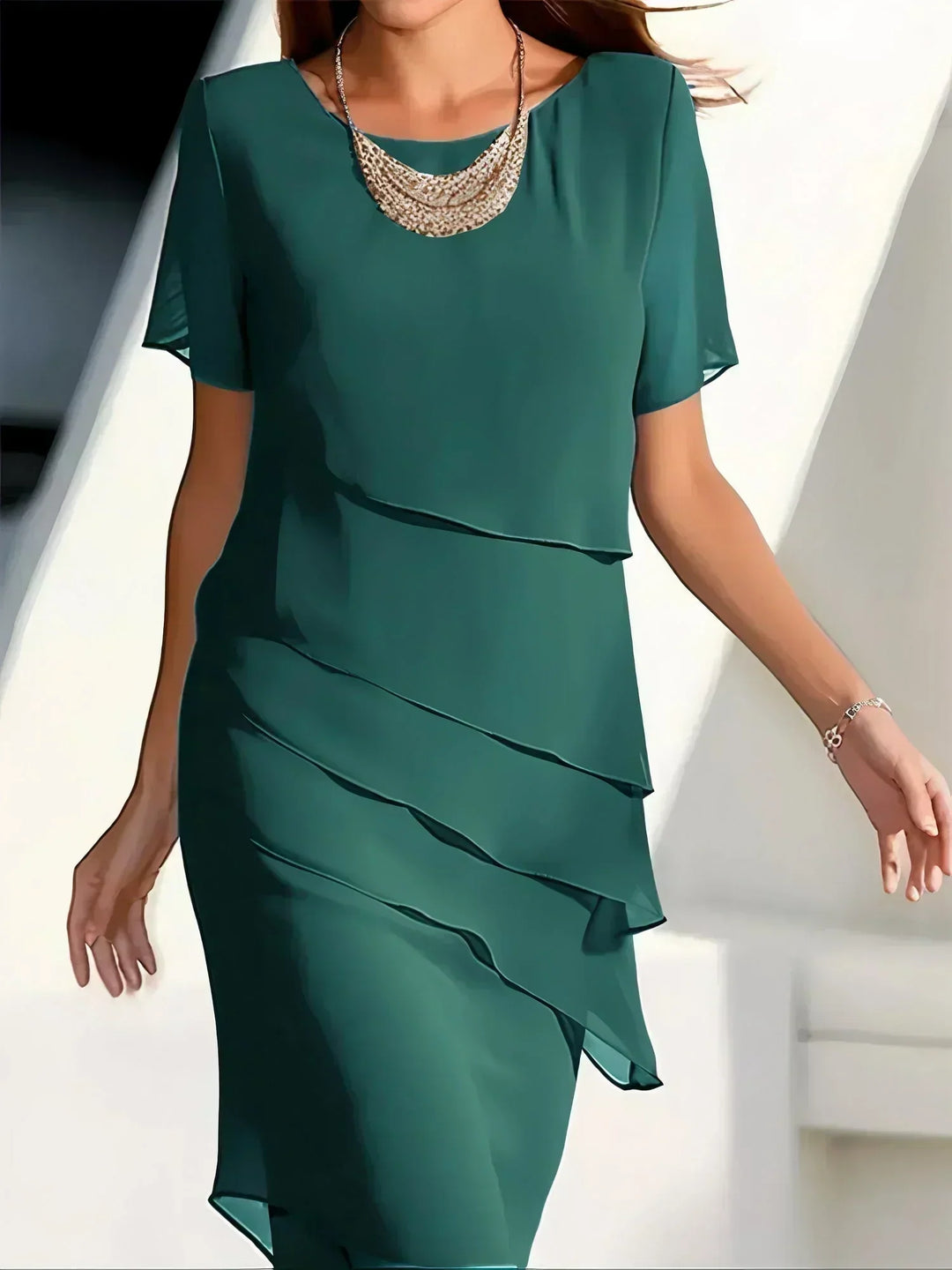 Robe de Cérémonie à Volants – Vert