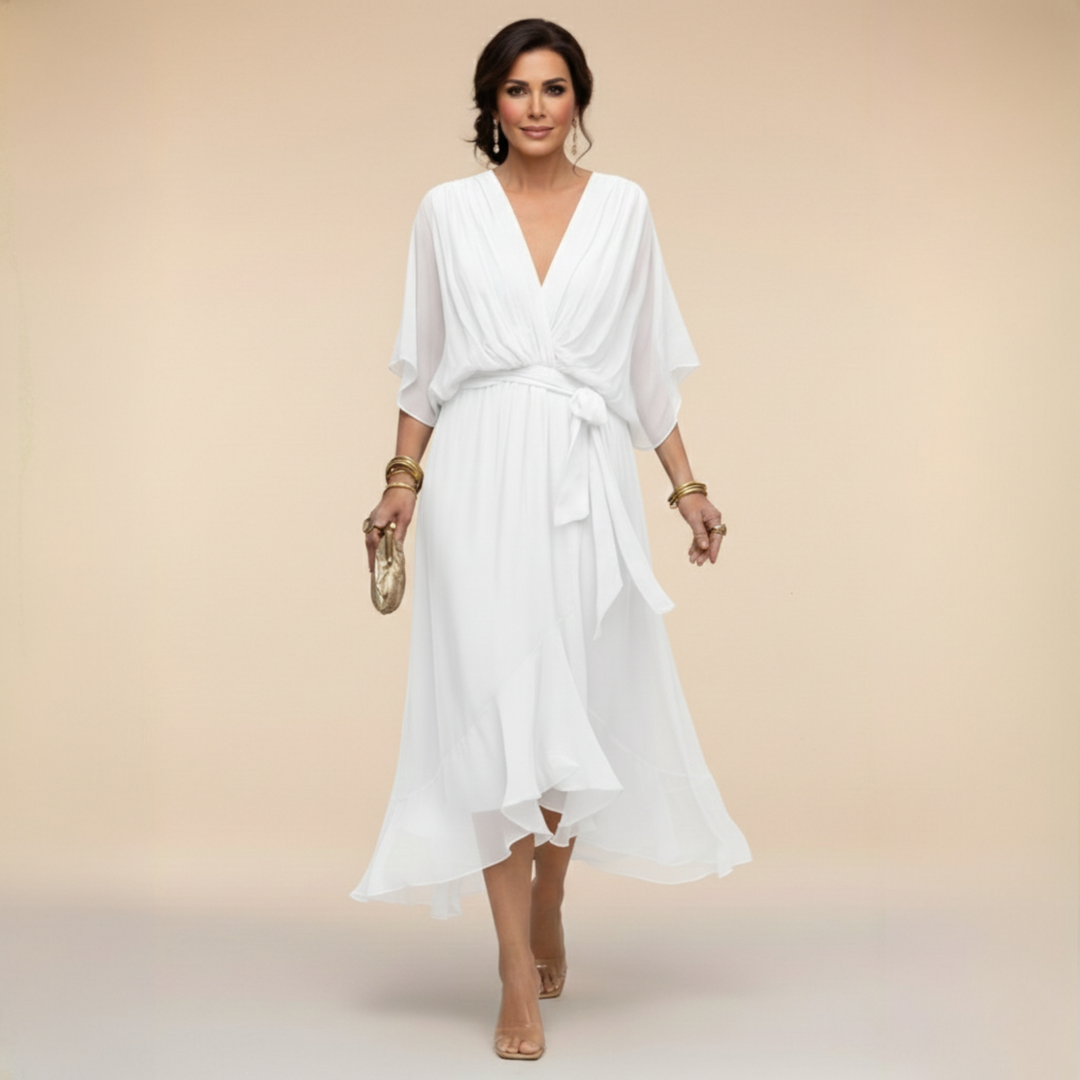Robe de Cérémonie Asymétrique – Blanc