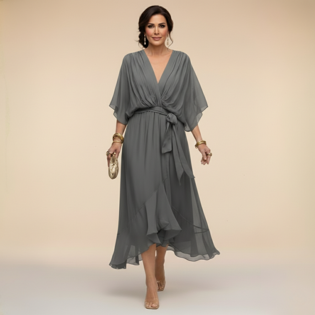 Robe de Cérémonie Asymétrique – Gris