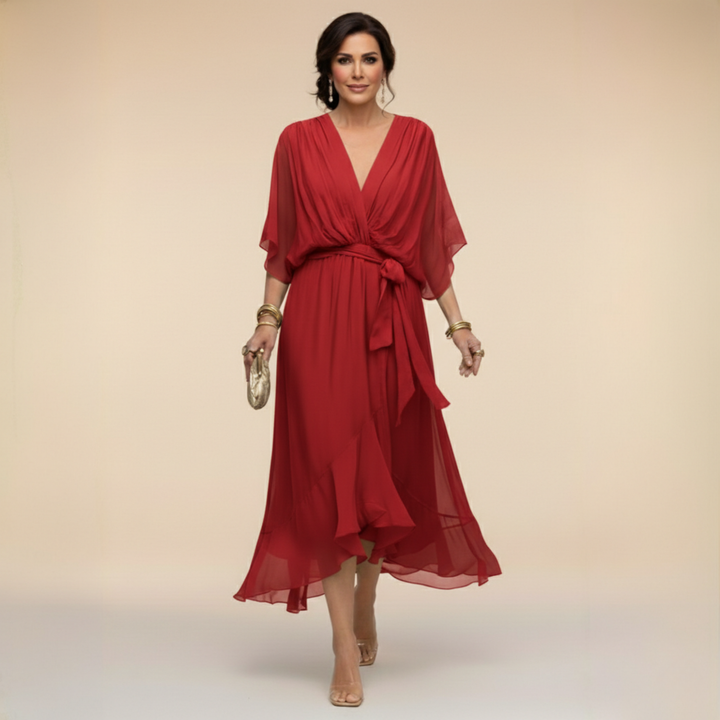 Robe de Cérémonie Asymétrique – Rouge