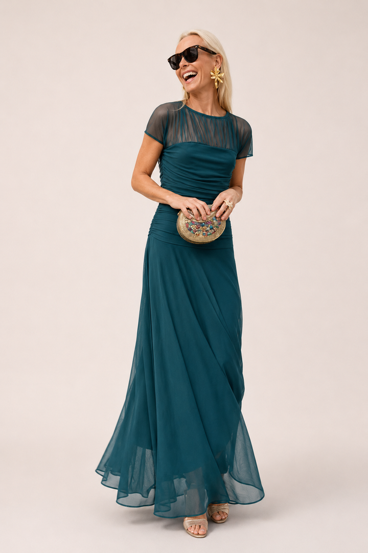 Robe de Cérémonie Drapée – Vert