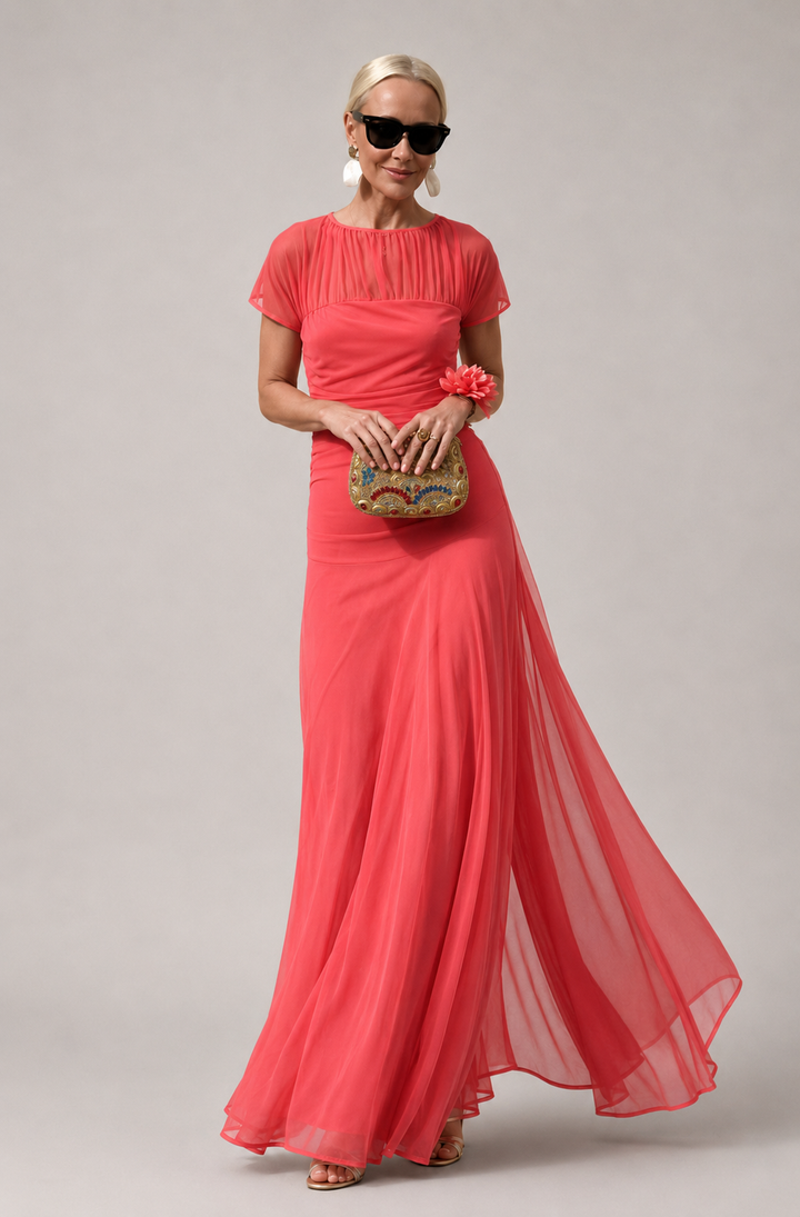 Robe de Cérémonie Drapée – Rouge