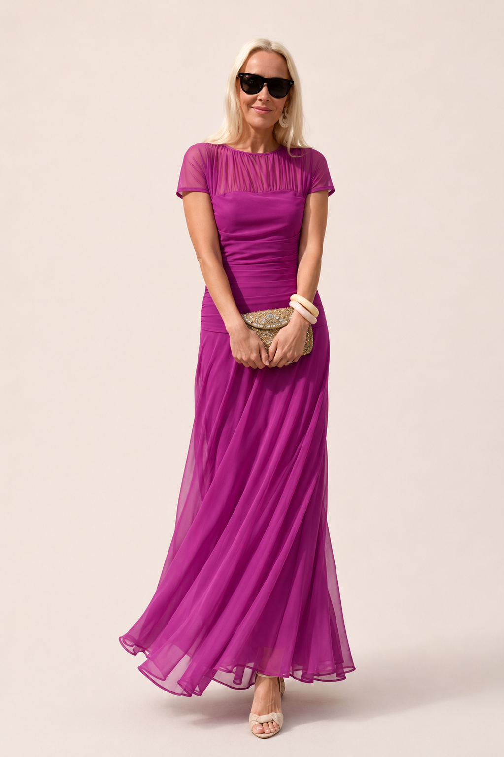 Robe de Cérémonie Drapée – Violet