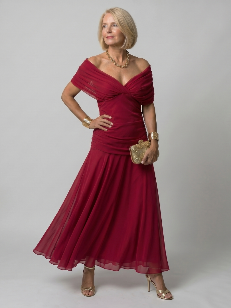 Robe de Cérémonie Fleurie – Rouge