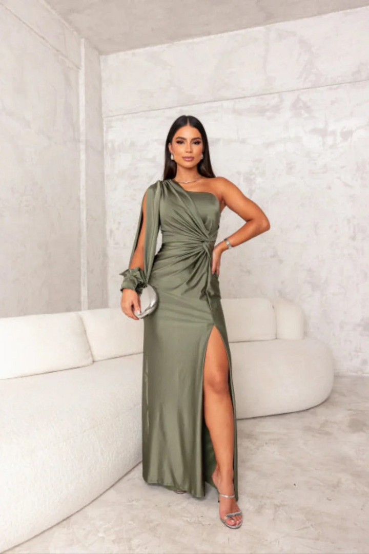 Robe Longue Drapée Asymétrique