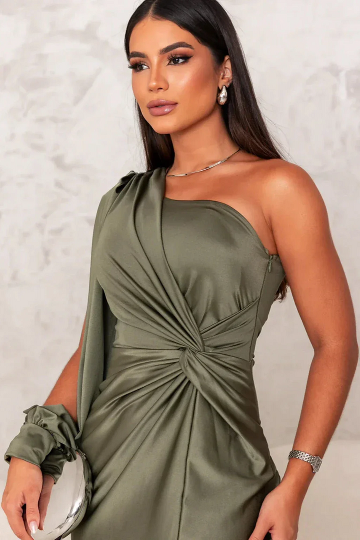 Robe Longue Drapée Asymétrique