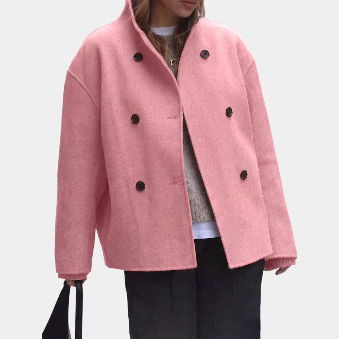Manteau Court Élégant Oversize – Rose