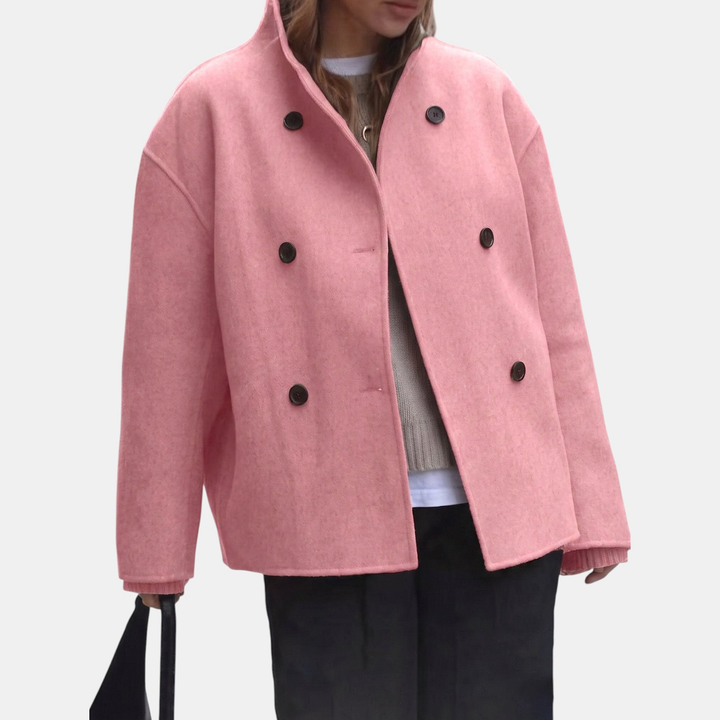 Manteau Court Élégant Oversize – Rose