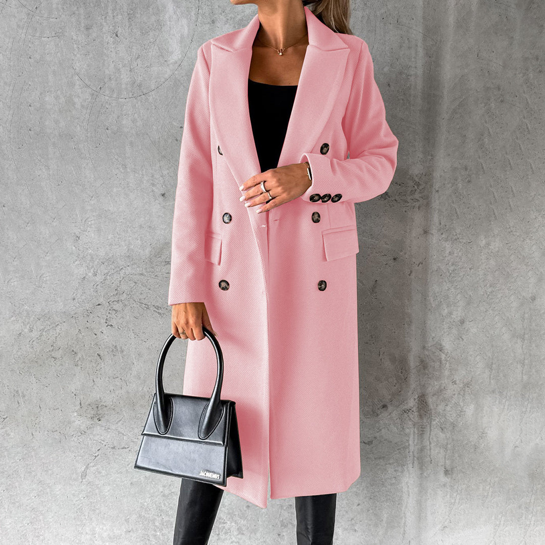 Manteau Long à Coupe Tailleur – Rose