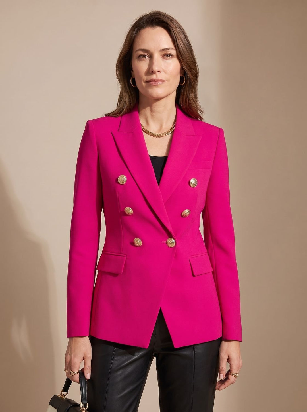 Veste Blazer Croisée Structurée – Rose