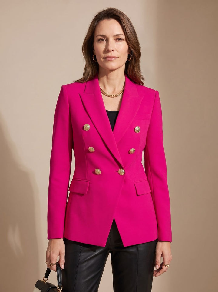 Veste Blazer Croisée Structurée – Rose