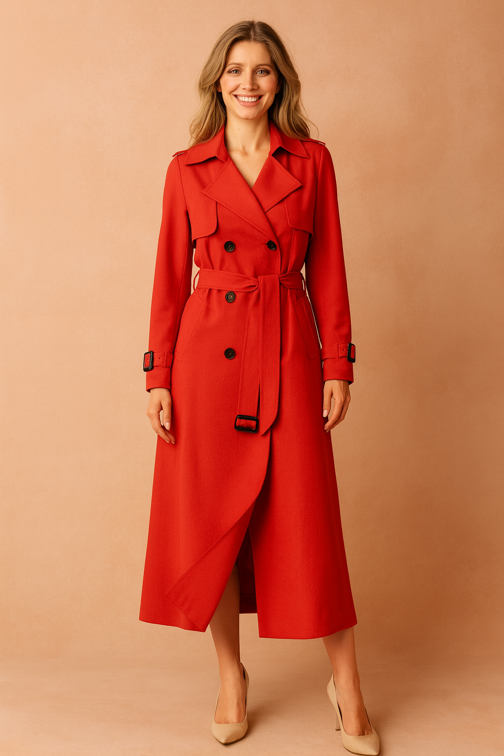Manteau Style Trench Classique – Rouge