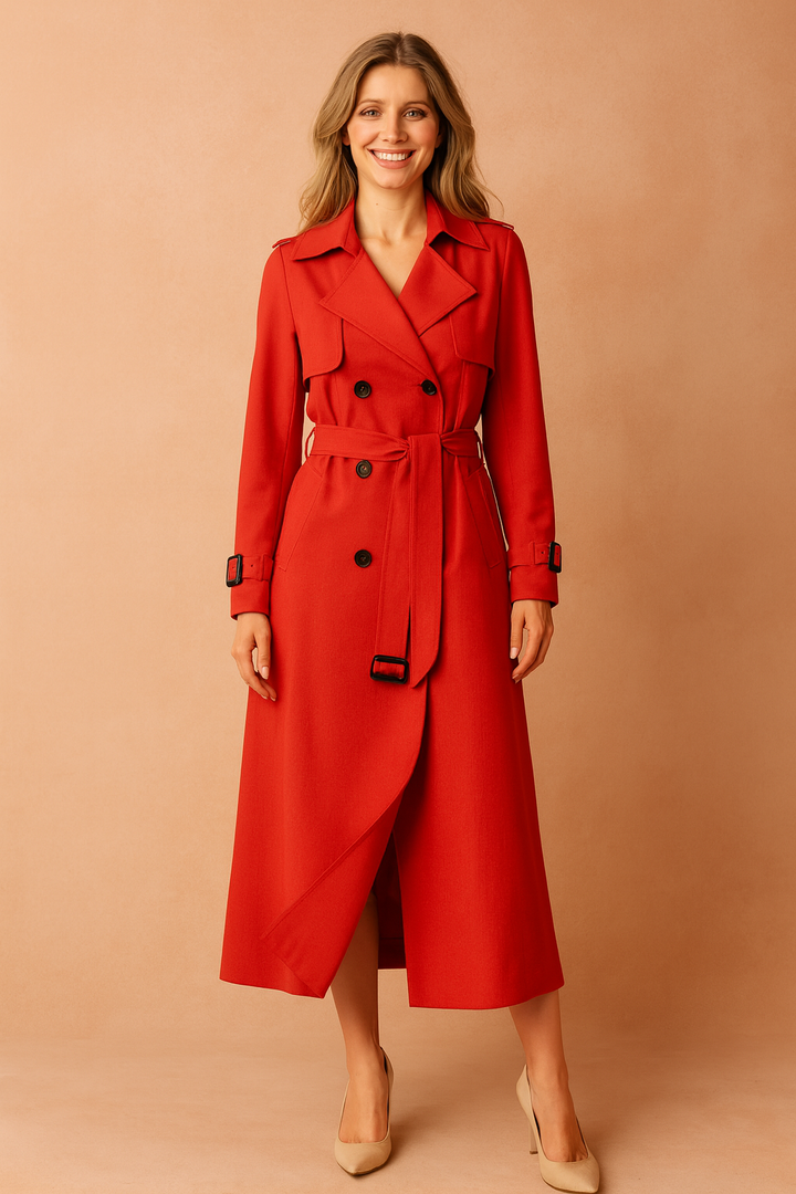 Manteau Style Trench Classique – Rouge