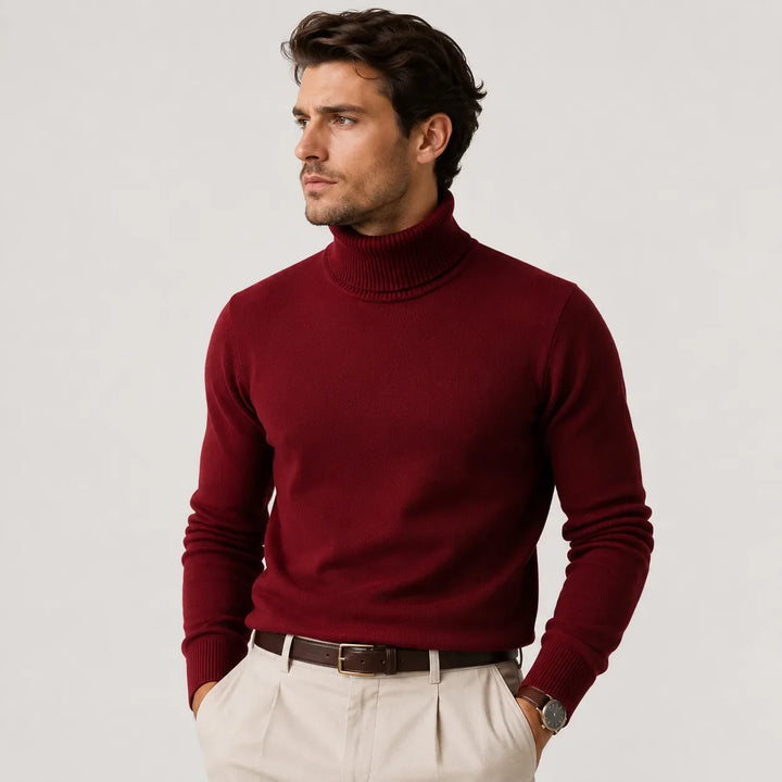 Pull Classique à Col Roulé – Rouge