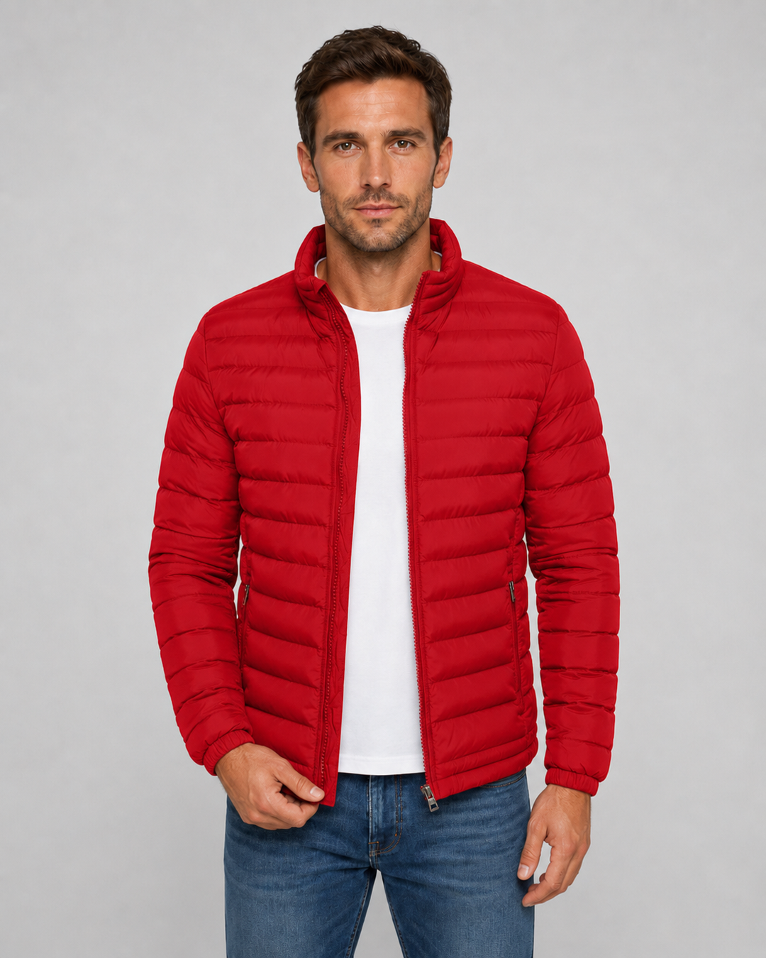 Veste Légère à Col Montant – Rouge