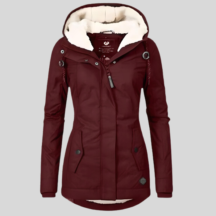 Veste Longue Hivernale à Capuche – Rouge