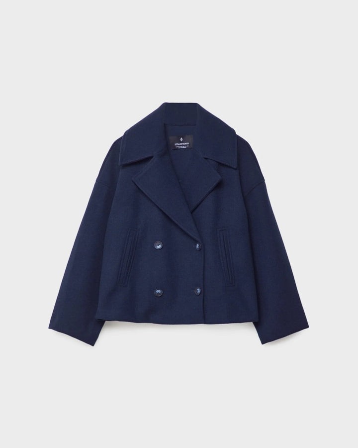 Veste Courte Croisée en Laine – Manteau Élégant Automne Hiver