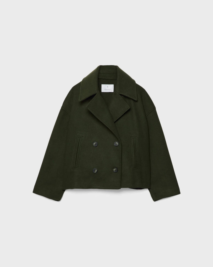 Veste Courte Croisée en Laine – Manteau Élégant Automne Hiver