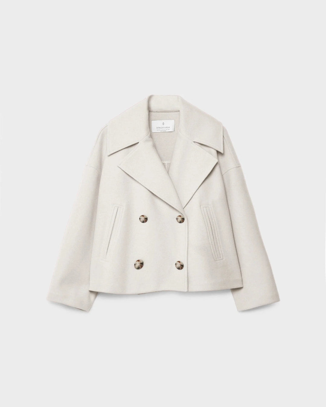 Veste Courte Croisée en Laine – Manteau Élégant Automne Hiver