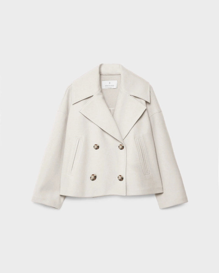 Veste Courte Croisée en Laine – Manteau Élégant Automne Hiver