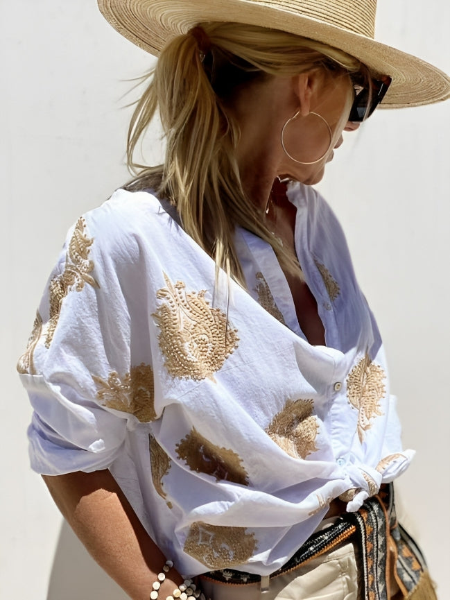Chemise Oversize Brodée – Coupe Légère & Esprit Riviera Chic