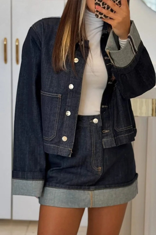 Aurora | Veste en jean courte et jupe taille haute pour femme